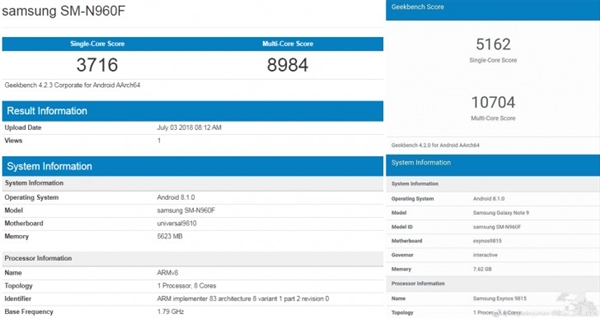 三星Note 9外形/配置曝光：无刘海、Exynos 9810
