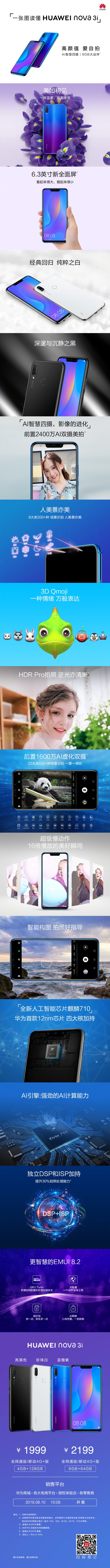 首发麒麟710 华为nova 3i首销：1999元起
