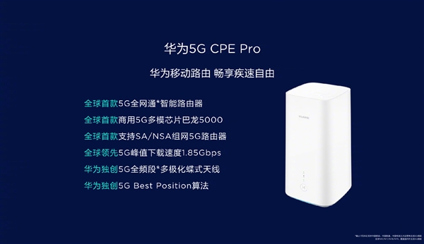 华为5G CPE Pro移动无线路由发布