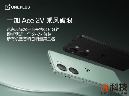 一加 Ace 2V 正式开售 6分钟斩获近年同价位段机型首销日销量第二
