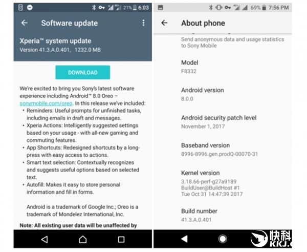 <a href='https://www.sony.com.cn/' target='_blank'><u>索尼</u></a>Xperia XZ/XZs吃上奥利奥：正式更新安卓8.0