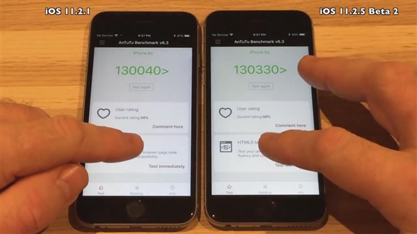 iOS 11.2.5新版速度测试 启动快多了