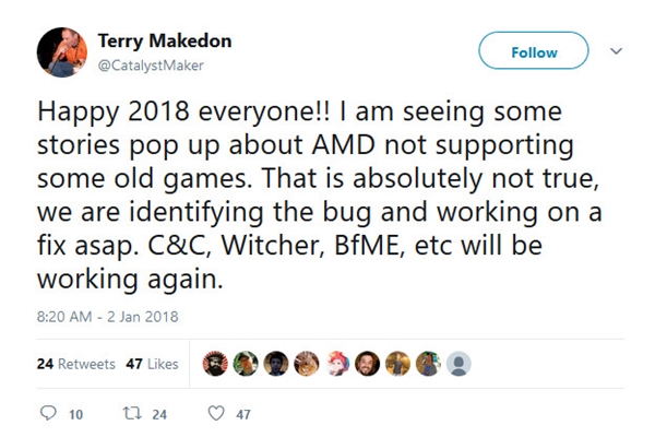 AMD显卡17.12驱动致部分DX9游戏崩溃 官方承诺予以修复