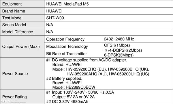 华为MediaPad M5平板获得FCC认证：配4980mAh电池