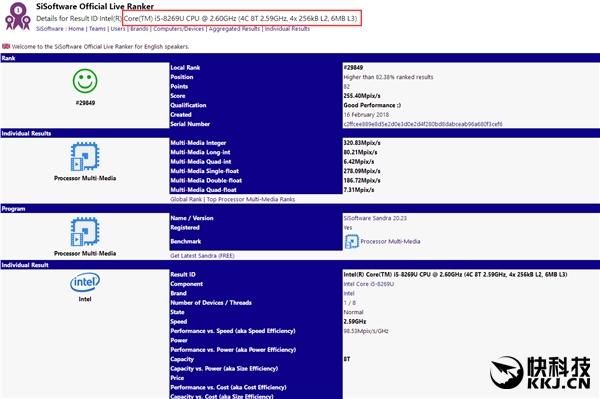 Intel 10nm i5-8269U曝光：四核心、主频狂飙2.6GHz