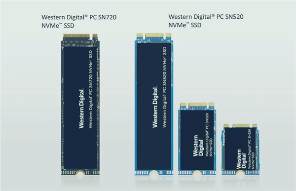 西数SN720/520 NVMe M.2固态盘发布：最高3.4GB/s