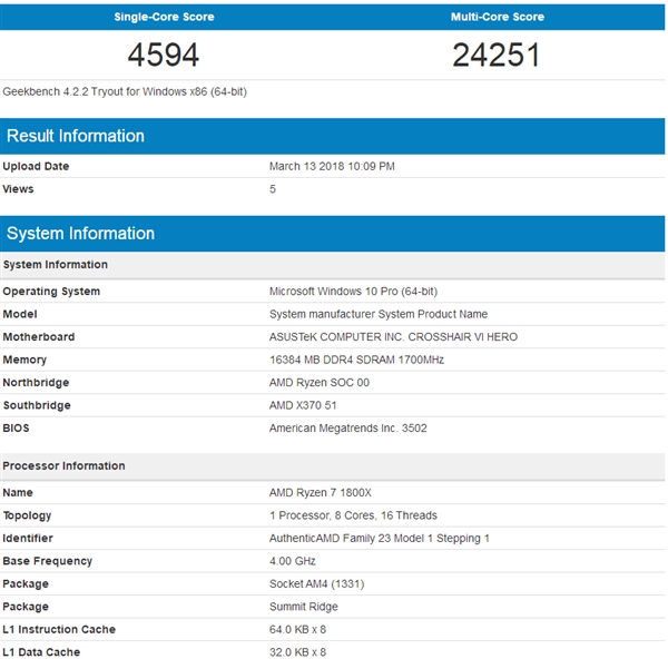 AMD Ryzen 7 2700X正式现身：性能战平超频版1800X