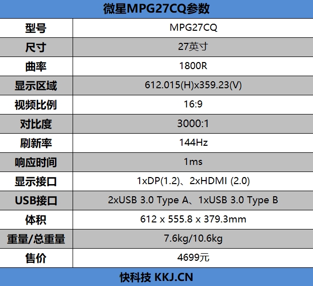 微星MPG27CQ显示器评测：2K曲面屏+144Hz刷新率