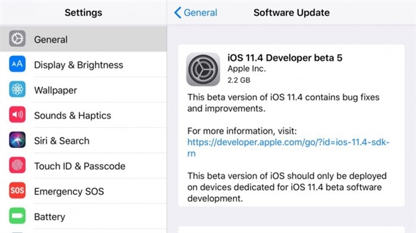 iOS 11.4第五个测试版发布：<a href='https://www.apple.com/cn/' target='_blank'><u>苹果</u></a>优化Bug