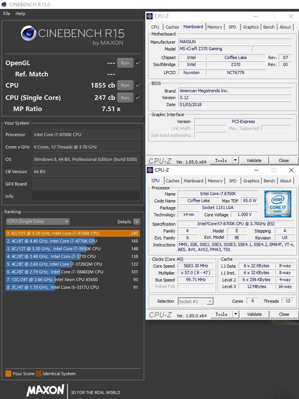 玩家挑战超频极限：8700K不开盖上5.6GHz