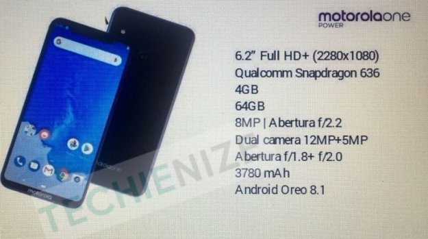 中低端全面屏新机 Moto One Power曝光