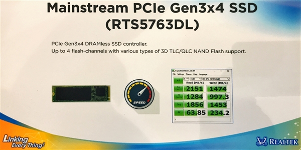 瑞昱展示全新NVMe SSD主控：读写均超3GB/s