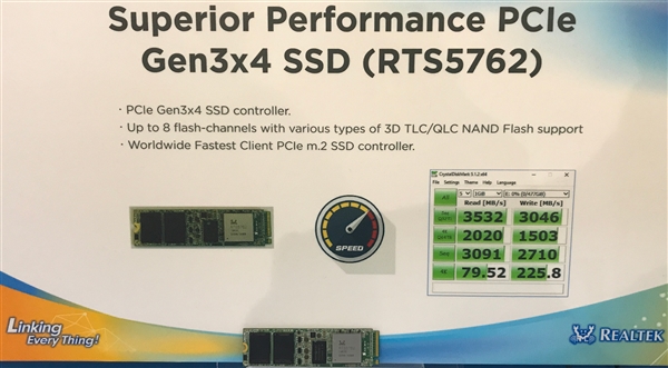 瑞昱展示全新NVMe SSD主控：读写均超3GB/s