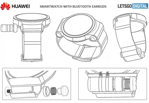 华为手表新专利曝光：可收纳蓝牙耳机