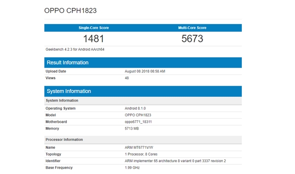 <a href='http://www.oppo.com/cn/' target='_blank'><u>OPPO</u></a> F9现身GeekBench：联发科P60、6GB内存
