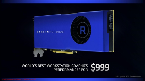 AMD发布Radeon Pro WX 8200专业显卡：多线程性能超对手13倍