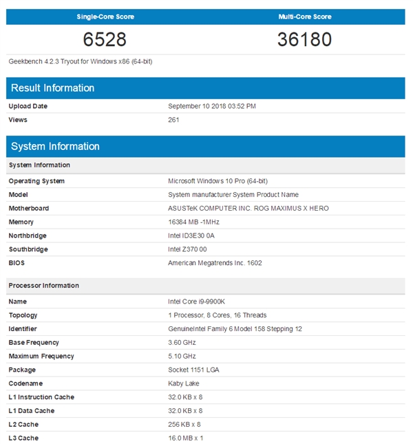 i9-9900K 3DMark跑分首曝：8核16线程击倒超频版锐龙7 2700X