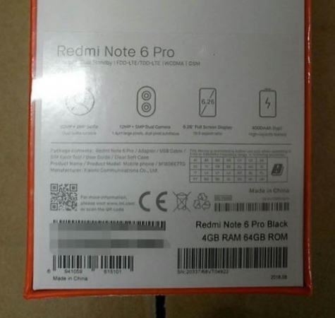 疑似红米Note 6包装盒曝光：电池好评 小刘海屏