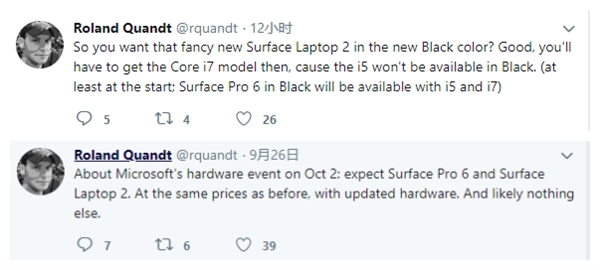 Surface Laptop 2/Pro 6下周有望同步登场：新增黑色