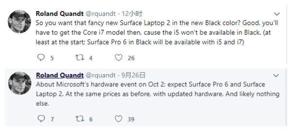 Surface Laptop 2/Pro 6下周有望同步登场：新增黑色