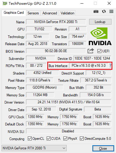 RTX 2080 Ti PCI-E性能测试：3.0 x16终于成为必需