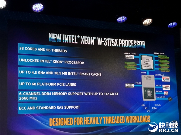 Intel发布最强Xeon W-3175X：28核心56线程不锁频 功耗255W