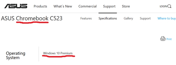 华硕首款15英寸Chromebook C523发布：搭载Win10 Premium？