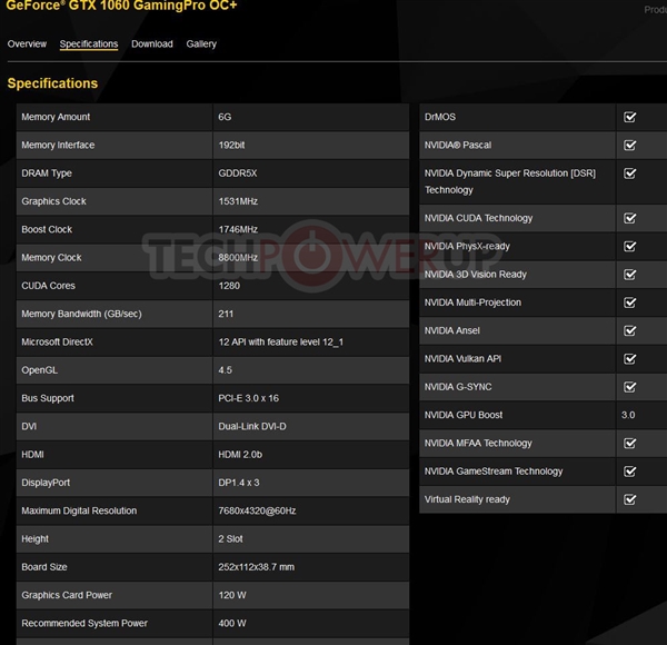 同德公布GDDR5X显存版GTX 1060：等效8800MHz