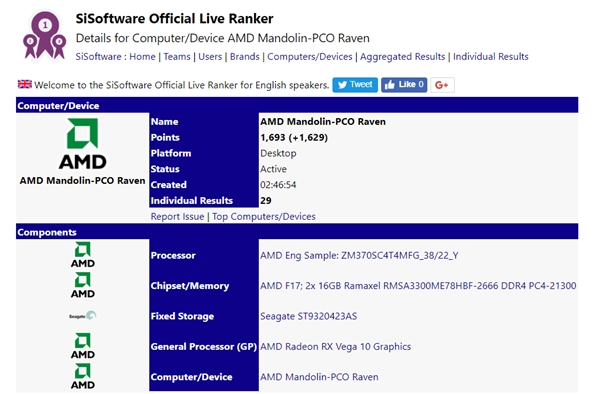 AMD锐龙3000U系列APU五款齐曝光：基本断定12nm