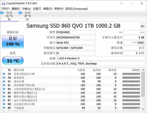 QLC闪存时代来临 三星860QVO 1TB版固态硬盘上手