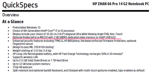 NVIDIA MX250独显曝光：轻薄本图形性能换代