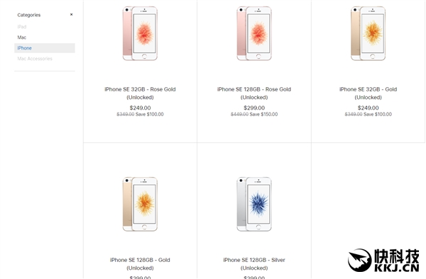 iPhone SE重新上架苹果北美官网：32GB降至249美元