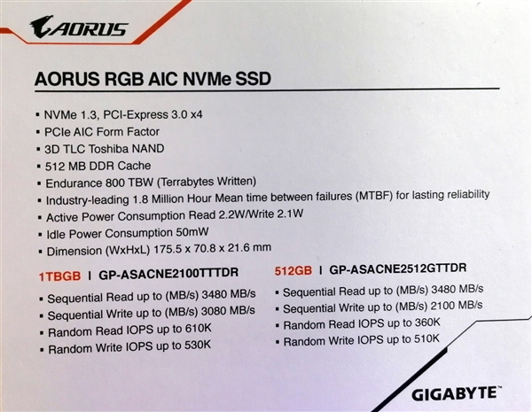 技嘉首秀旗舰级PCI-E/M.2 SSD：E12主控 读取3.48GB/s