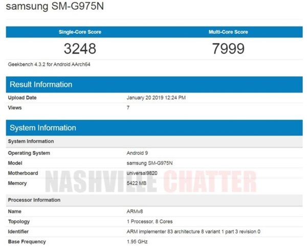 三星Exynos 9820现身跑分网站:多核成绩甚至不及骁龙845