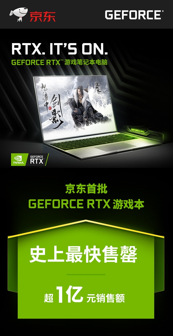 首批RTX显卡游戏本销售额破亿！NVIDIA：京东史上最快售罄