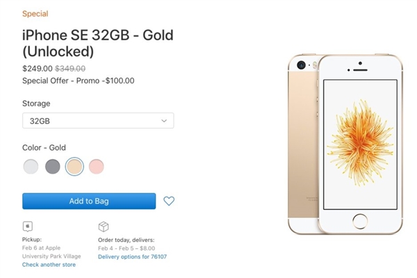 苹果重新上架iPhone SE促销：32G、128G任选