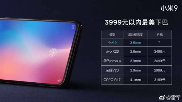 小米9疯狂堆料！雷军：指纹识别至少贵了150元