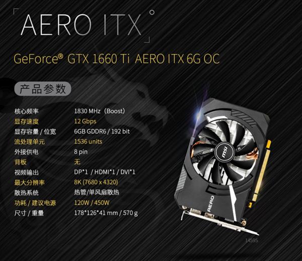 微星连发四款GTX 1660 Ti：ITX单风扇太可爱