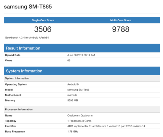 SM-T865跑分曝光