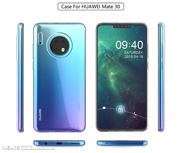 <a href='https://www.huawei.com/cn/?ic_medium=direct&ic_source=surlen' target='_blank'><u>华为</u></a>Mate30、Mate 30 Pro带壳渲染图齐曝光：刘海屏、背部圆形摄像模组