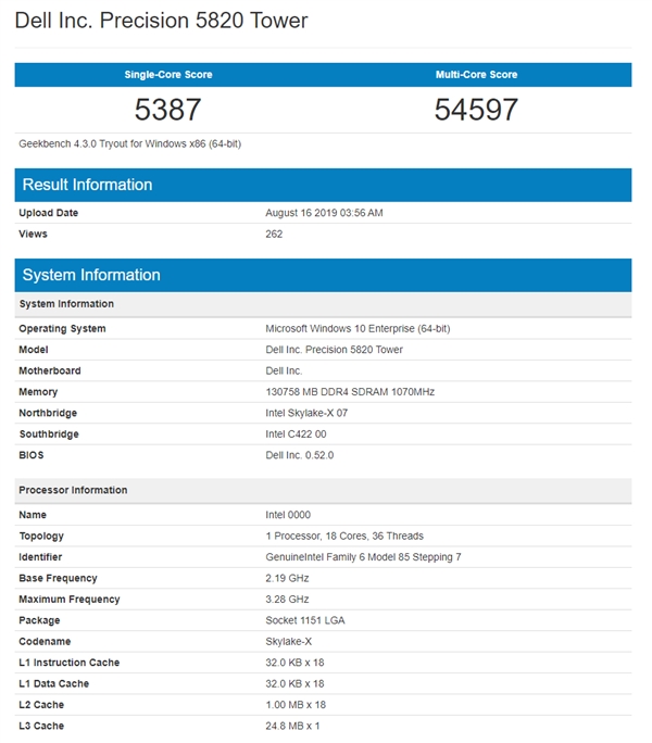 Intel新一代发烧级Cascade Lake-X现身：还是最多18核心？