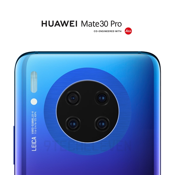 <a href='https://www.huawei.com/cn/?ic_medium=direct&ic_source=surlen' target='_blank'><u>华为</u></a>Mate 30 Pro概念渲染：圆环形四摄、正面视觉无边框