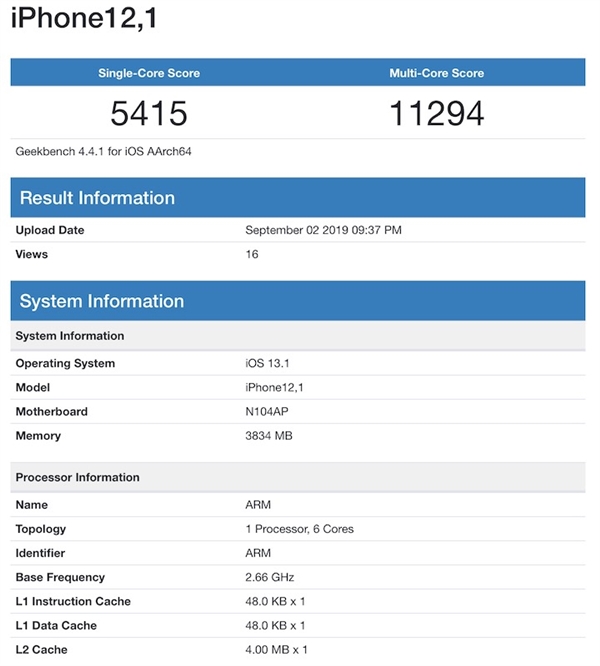 iPhone 11来了？A13处理器GB4跑分曝光：主频提升7%、单核性能增加12%