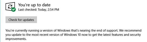 微软推送Windows 10 v1803版死亡通知 11月12日停止更新