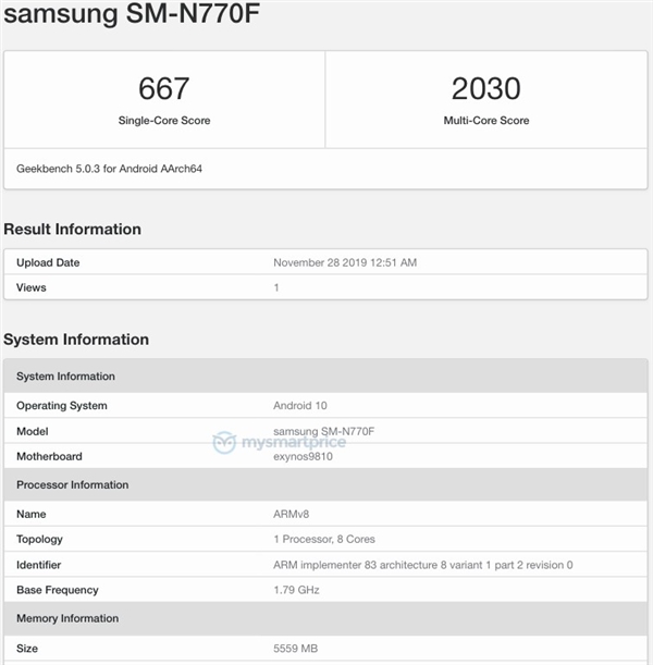 <a href='https://www.samsung.com/cn/' target='_blank'><u>三星</u></a>Note10 Lite曝光：搭载Exynos 9810、后置3200万+1200万双摄