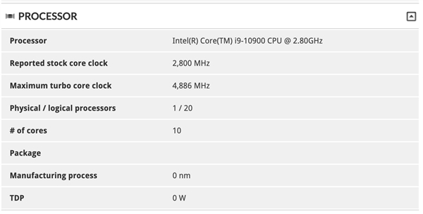 十代酷睿i9-10900首次露面：10核心、睿频4.9GHz