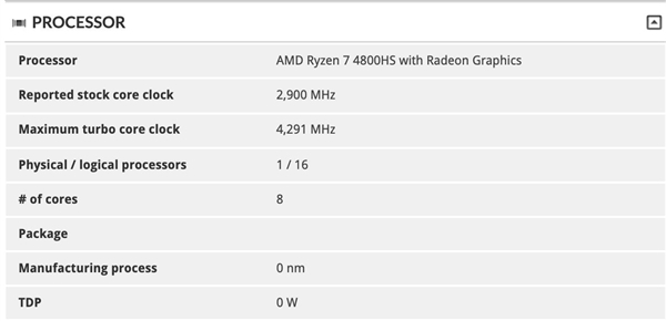 华硕独占的AMD锐龙7 4800HS现身：功耗降低10W、依然加速4.3GHz