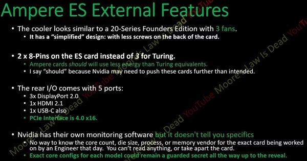 NVIDIA RTX 3080 Ti无死角曝光：游戏性能较2080 Ti提升70%、功耗不变