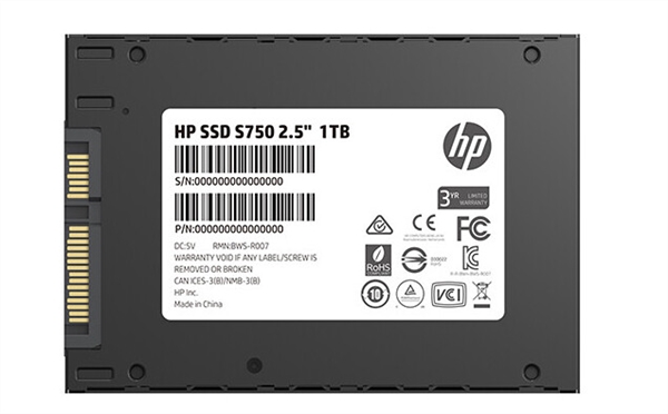 惠普发布S750系列固态盘：2.5寸SATA3、96层3D闪存