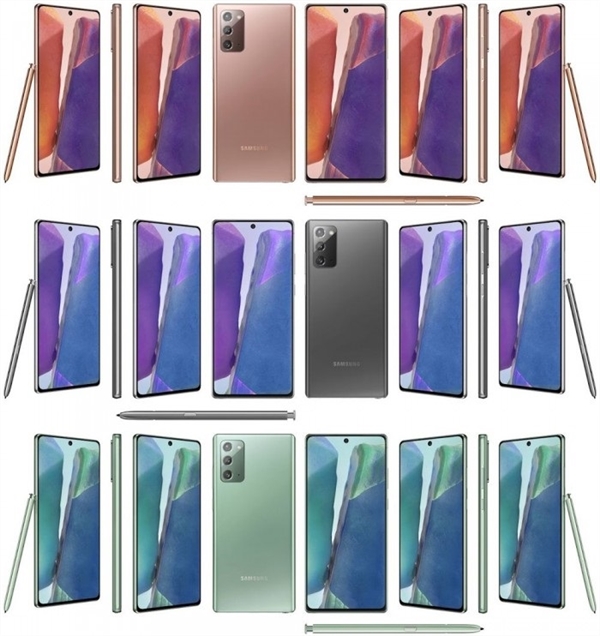 四种配色吸睛 三星Galaxy Note 20/Ultra最新高清图曝光